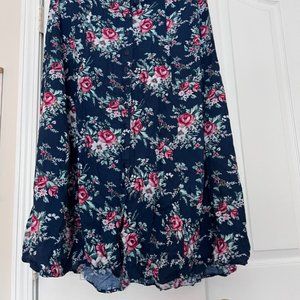Vintage 90s Button up Plus-size floral skirt